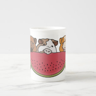 Guinea Schweine und Wassermelone Illustration Prozellantasse
