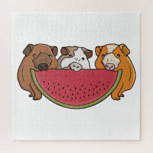 Guinea Schweine und Wassermelone Illustration Puzzle