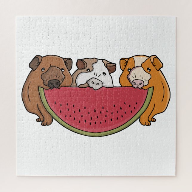 Guinea Schweine und Wassermelone Illustration Puzzle (Vertikal)