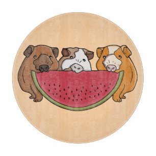 Guinea Schweine und Wassermelone Illustration Schneidebrett