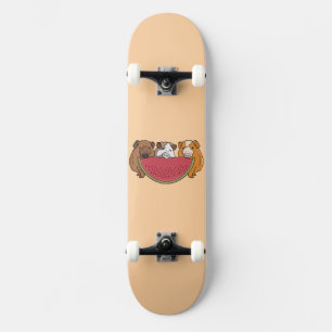 Guinea Schweine und Wassermelone Illustration Skateboard