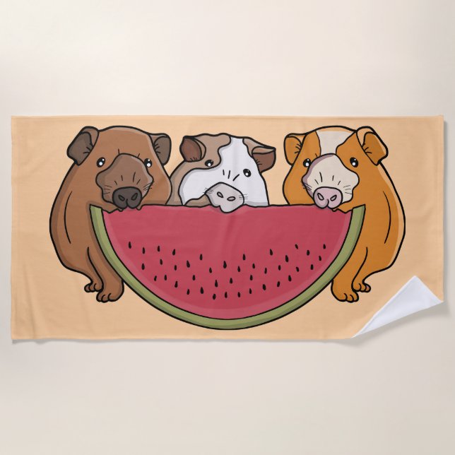 Guinea Schweine und Wassermelone Illustration Strandtuch (Vorderseite)
