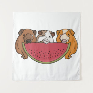 Guinea Schweine und Wassermelone Illustration Wandteppich