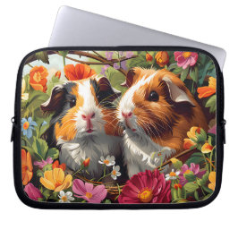 Guinea Schweine unter Gartenblüten Laptopschutzhülle