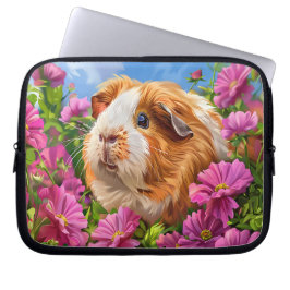 Guinea Schweine unter rosa Blume Laptopschutzhülle