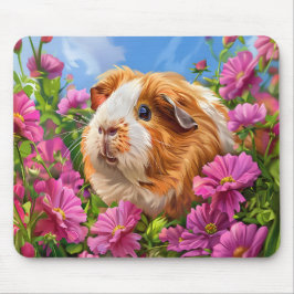 Guinea Schweine unter rosa Blume Mousepad