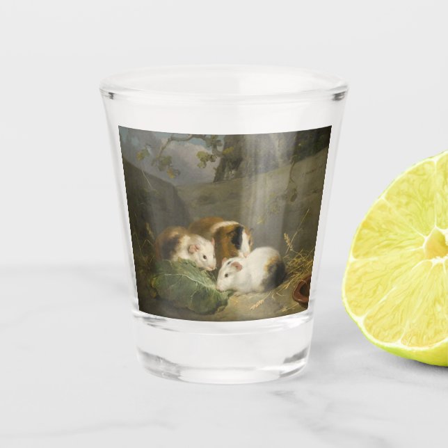Guinea Schweine (von George Morland) Schnapsglas (Vorderseite)