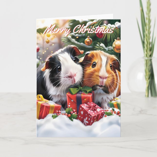 Guinea Schweine Weihnachten Karte (Vorderseite)