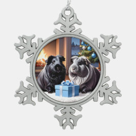 Guinea Schweine & Weihnachtsgeschenk Schneeflocken Zinn-Ornament