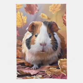 Guinea Schweinefleisch und herbstliche Blätter Geschirrtuch