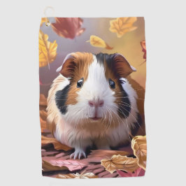 Guinea Schweinefleisch und herbstliche Blätter Golfhandtuch