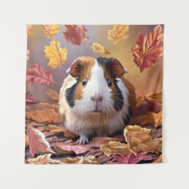 Guinea Schweinefleisch und herbstliche Blätter Wandteppich