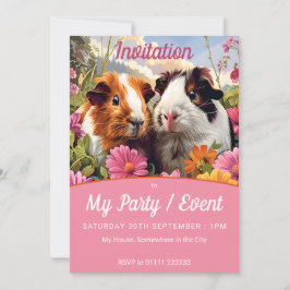 Guinea Schweinefleisch unter Wildblumen Einladung