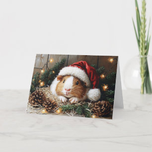 Guinea Schweinefleisch Weihnachtsmannmütze tragen Karte