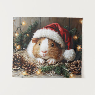 Guinea Schweinefleisch Weihnachtsmannmütze tragen Wandteppich