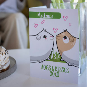 Guinea Schweinerhähne und Kisses personalisierte V Feiertagskarte