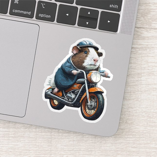 Guinea Schwung auf Orange Retro Motorrad, Straßenf Aufkleber (Detail)