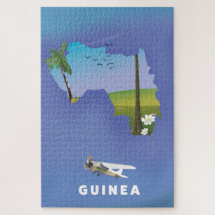 Guinea Südafrika Ski Poster Druck. Puzzle