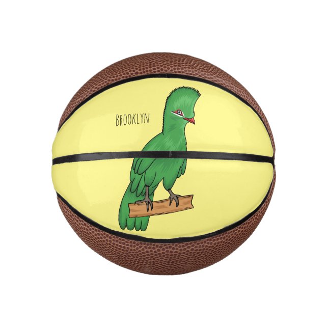Guinea Turaco Vogel Cartoon Illustration Mini Basketball (Vorderseite)