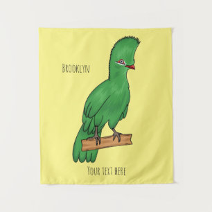 Guinea Turaco Vogel Cartoon Illustration Wandteppich