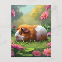 Guinea unter den rosa Blume