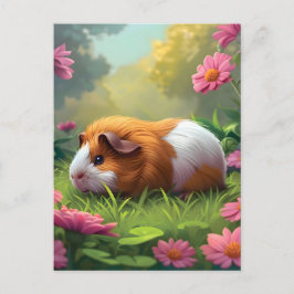 Guinea unter den rosa Blume Postkarte