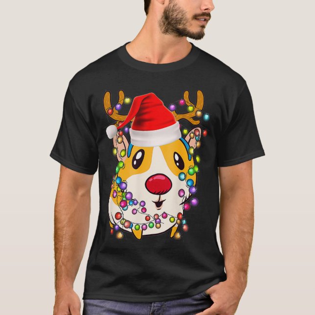 Guinea Weihnachts-Rentier Weihnachtsbeleuchtung Pa T-Shirt (Vorderseite)