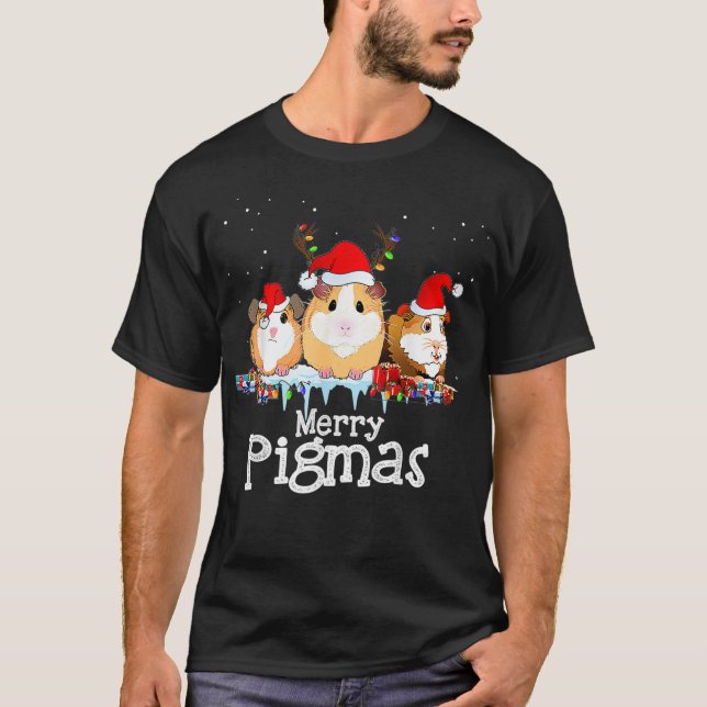 Guinea Weihnachtslicht Weihnachtsmannmütze Weihnac T-Shirt (Vorderseite)