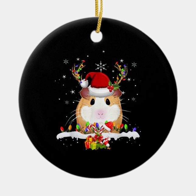 Guinea Weihnachtsweihnachtsleuchten Keramik Ornament (Vorne)