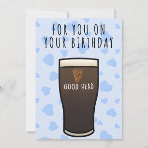 Guinness Geburtstagskarte, "Guter Kopf" Derbe Kart Feiertagskarte