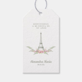 Guirnalda Rosa y Verde con Torre Eiffel para XV Geschenkanhänger