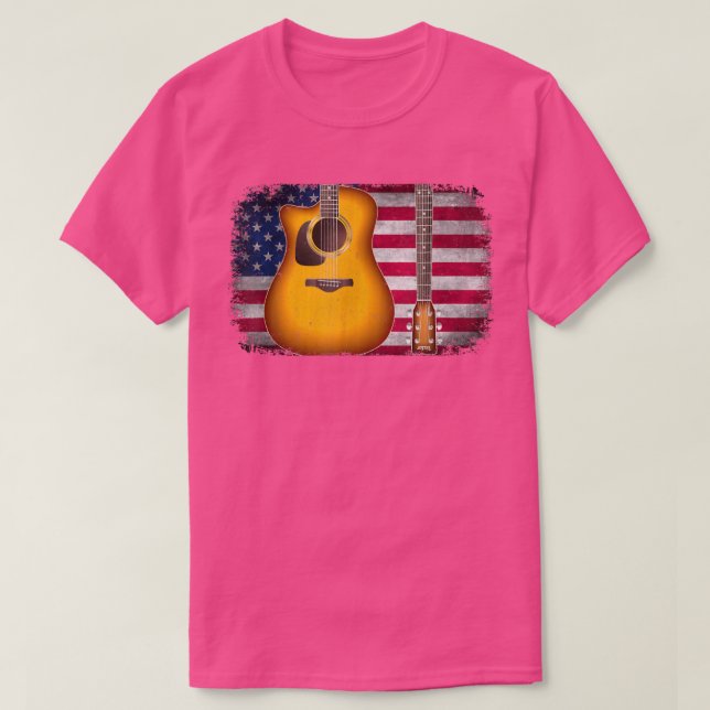 Guitar 4. Juli Geschenk American Flag for Men Wome T-Shirt (Design vorne)