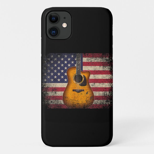 Guitar 4. Juli Gift American Flag USA - Countr Case-Mate iPhone Hülle (Rückseite)