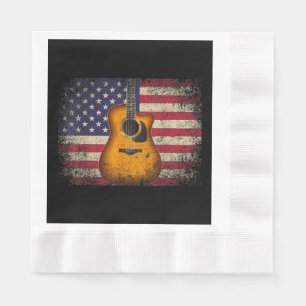 Guitar 4. Juli Gift American Flag USA - Countr Serviette