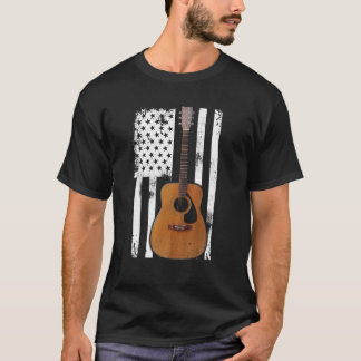 Guitar 4th July Gift American Flag USA - Countor T-Shirt
