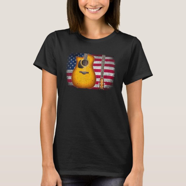 Guitar 4th Of July  American Flag For Men Women T-Shirt (Vorderseite)