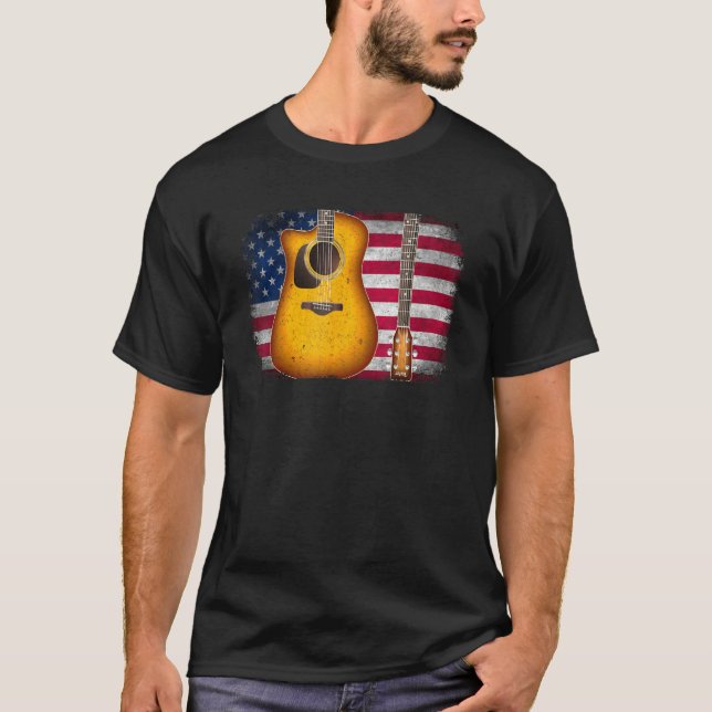 Guitar 4th Of July  American Flag For Men Women T-Shirt (Vorderseite)
