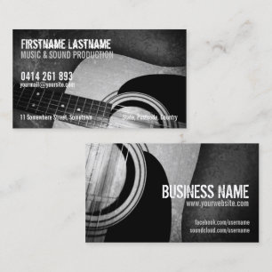 Guitar Acoustic Grunge Music Business Card Visitenkarte