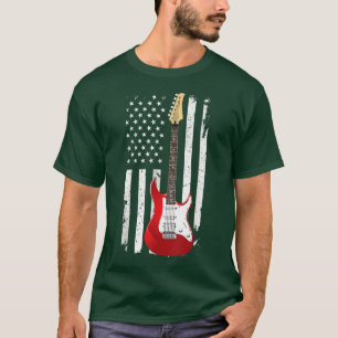 Guitar American Flag ApparelBass Guitar Music 981 T-Shirt