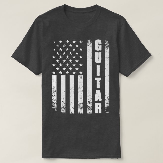 Guitar American Flag USA Country Music Guitar Play T-Shirt (Design vorne)