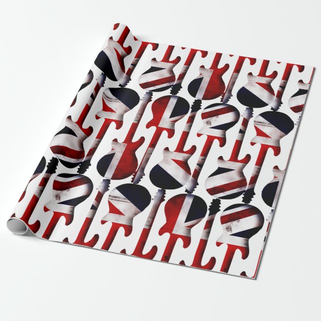 Guitar Art - Union Jack British England UK Flag Geschenkpapier (Ungerollt)