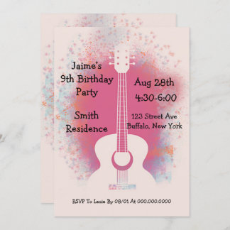 Guitar Birthday Party Einladung