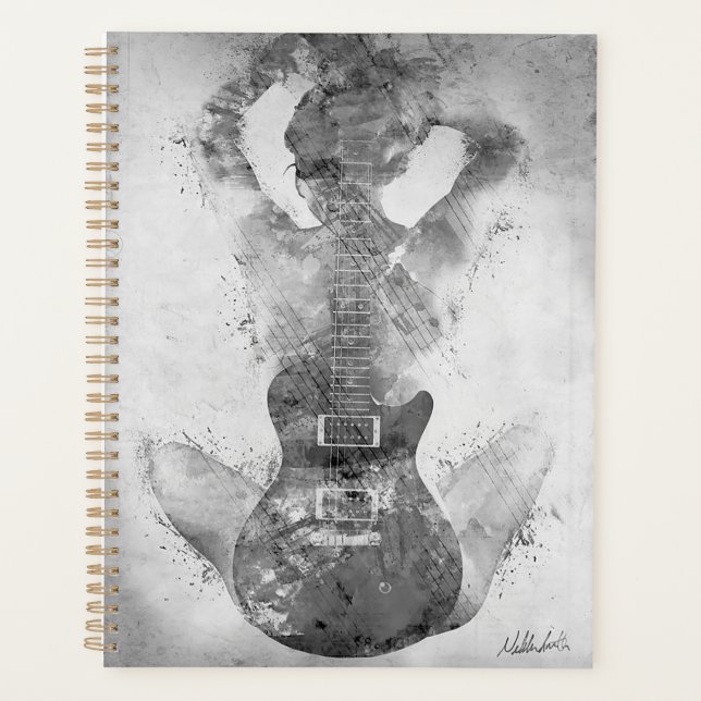 Guitar Black and White Planners Planer (Vorderseite)
