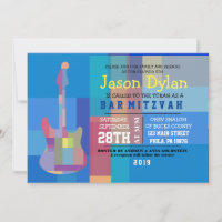GUITAR BLUES Musical Bar Bat Mitzvah Einladung