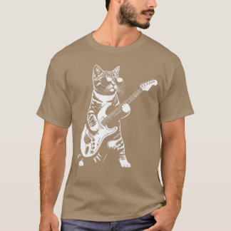 Guitar Cat Novelty Rock Music Band Concert Funny C T-Shirt