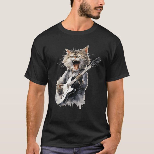 Guitar Cat Women Men Kids  T-Shirt (Vorderseite)