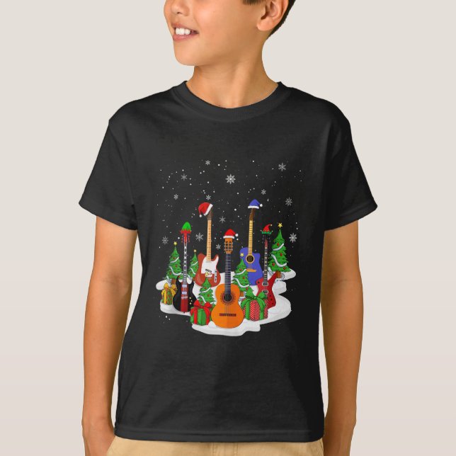 Guitar Christmas Decor Musical Guitar Lovers Guita T-Shirt (Vorderseite)