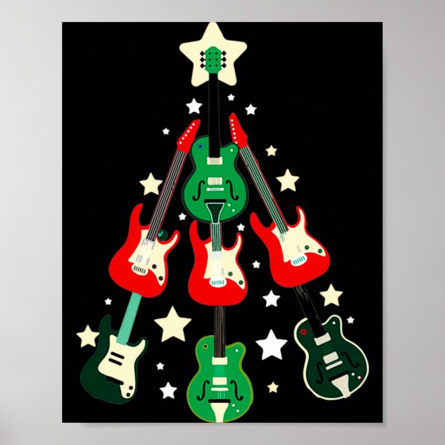 Guitar Christmas T Shirt  Poster (Vorne)