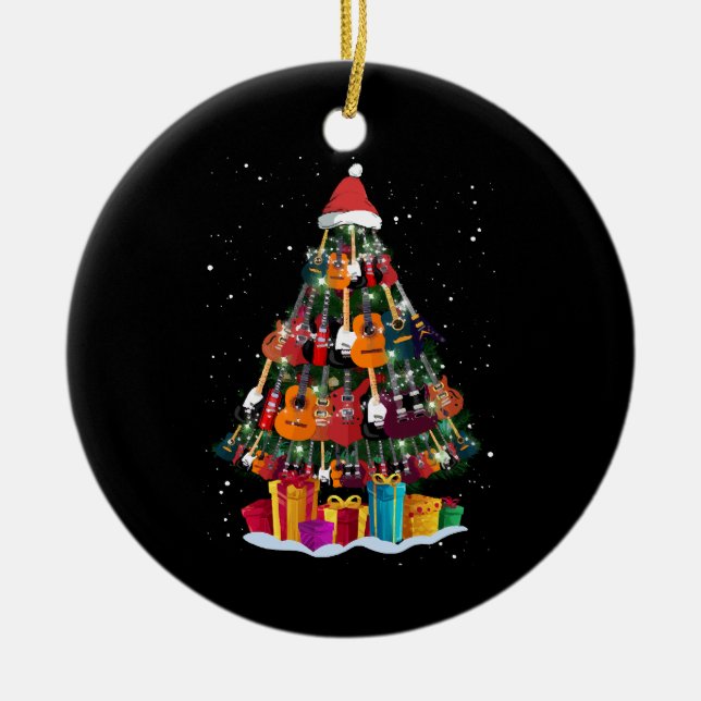 Guitar Christmas Tree Funny Keramik Ornament (Vorne)