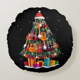 Guitar Christmas Tree Funny Rundes Kissen